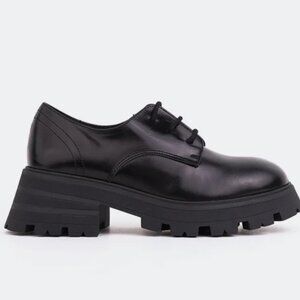 Bieber Black Leather Platform Loafers l'intervalle